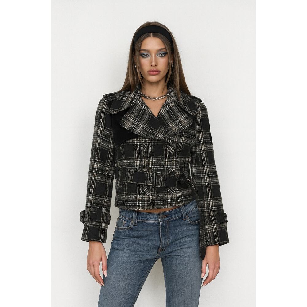 Juicy Couture Y2K Orange Label Wool Velvet Patch Plaid Jacket
